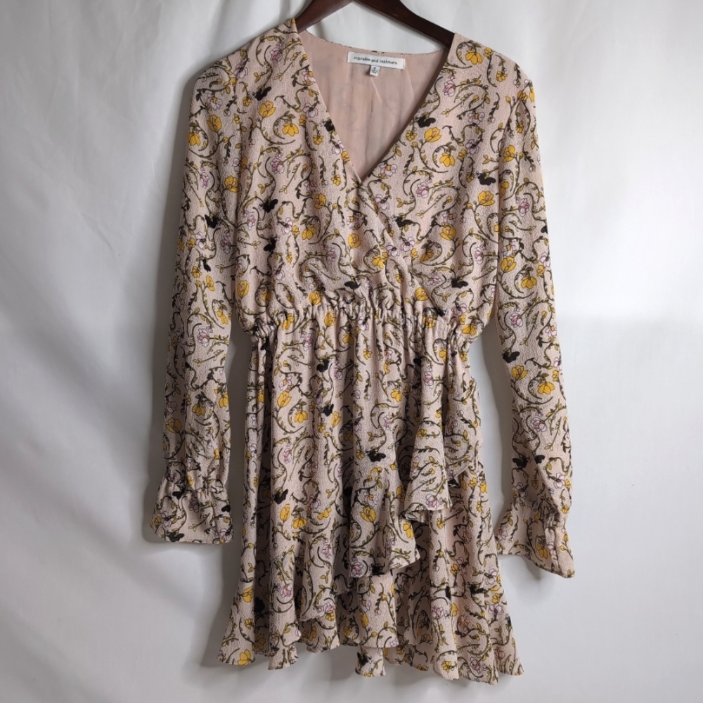 Nordstrom Rack (Cashmere and Cupcake Pink Frilly Floral Patterned Dress, Size S